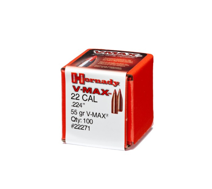 Hornady 22 Cal .224 55gr V-Max (100ct)