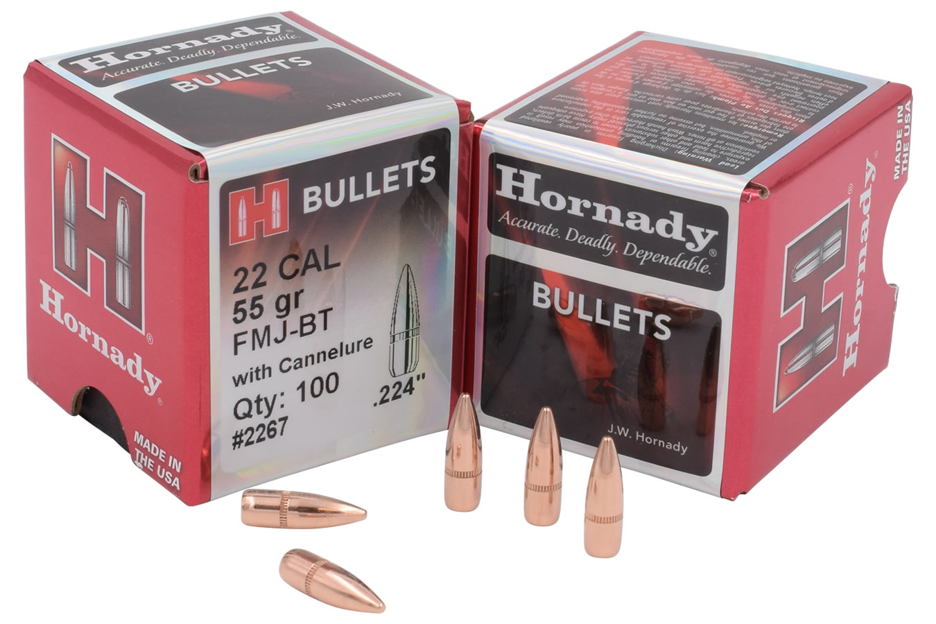 Hornady 22 Cal .224 55gr FMJ-BT W/C (100ct)
