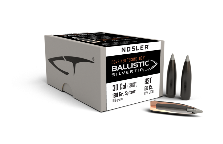 Nosler 30 Cal .308 180gr Ballistic Silvertip (50ct)