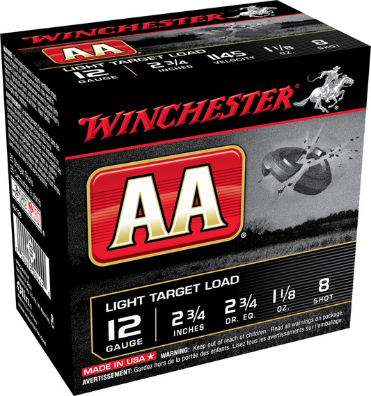 Winchester AA 12ga.  2 3/4 Dr 1 1/8 oz #8 (1145 fps)