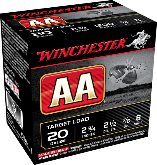 Winchester AA 20ga 2 1/2 Dr 7/8 oz #8 (1200 fps)