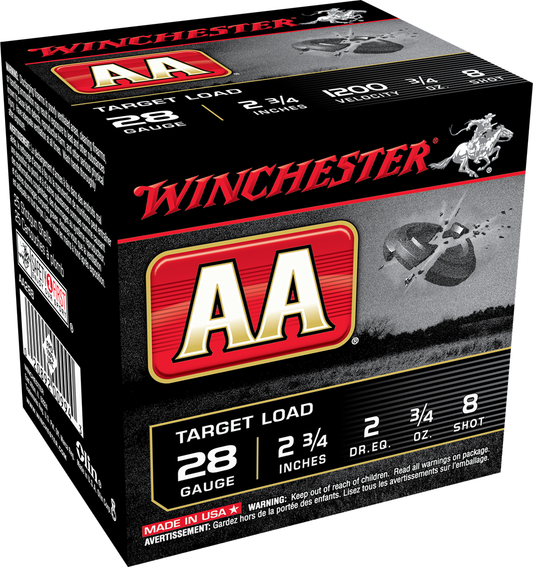 Winchester AA 28ga.  2 Dr 3/4 oz #8 (1200 fps)