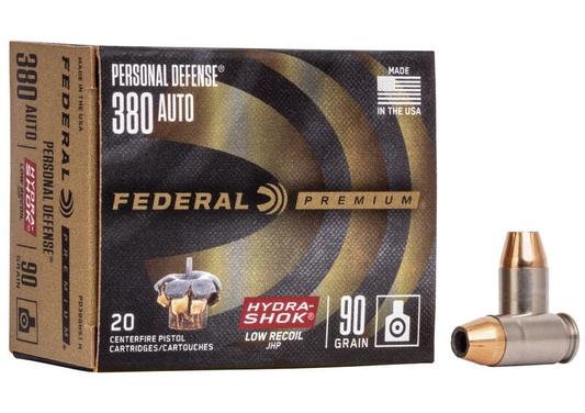 Federal 380 Auto 90gr Hydra-Shok JHP (20ct)