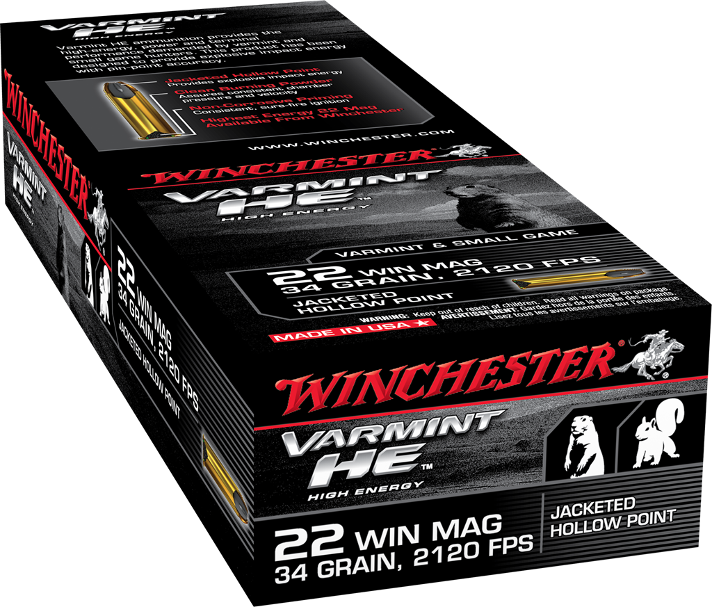 Winchester 22 WMR Varmint HE 34gr JHP (50ct)