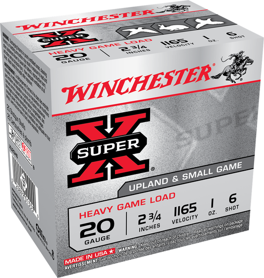 Winchester Heavy Game 20ga 2-3/4" 1oz #6 (1165fps) PER BOX