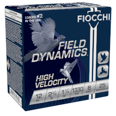 Fiocchi High Velocity 12ga. 1 1/4 oz. #8 (1330 fps) PER BOX