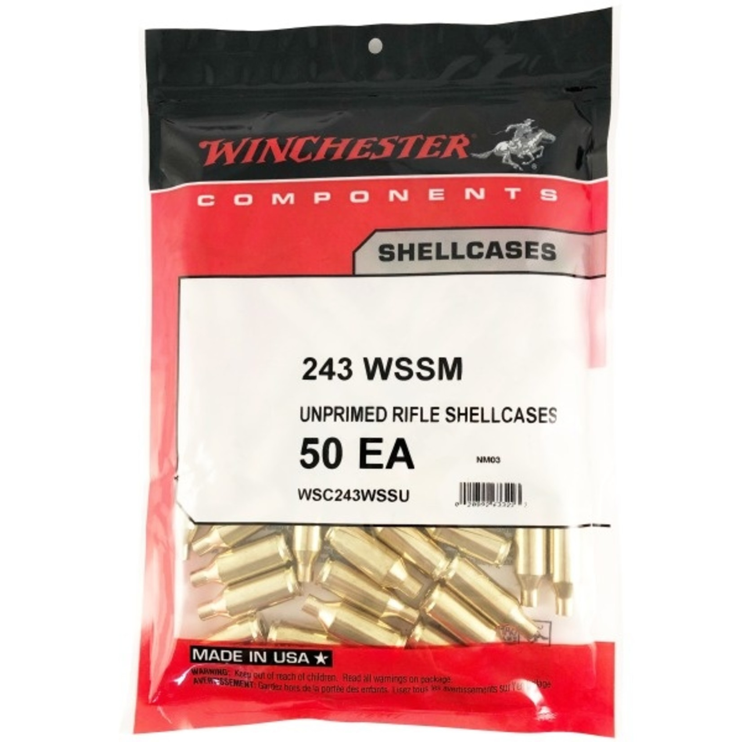 Winchester 243 WSSM Brass (50 ct)
