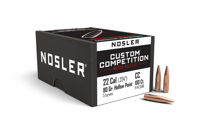 Nosler 22 Cal .224 80gr Custom Competition HPBT (100ct)