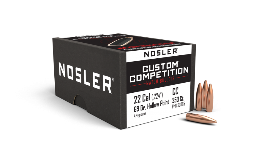 Nosler 22 Cal .224 69gr Custom Comp HPBT (250ct)