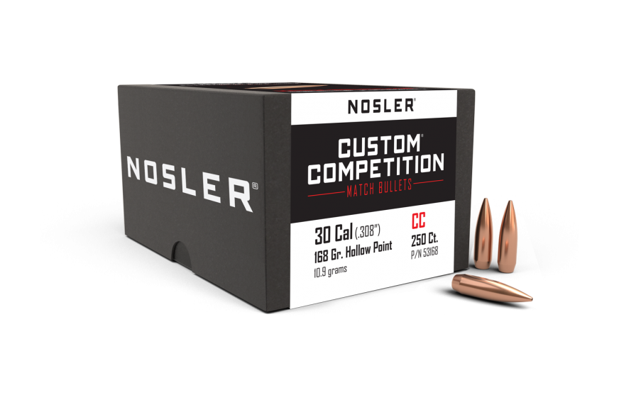 Nosler 30 Cal .308 168gr Custom Comp. HPBT (250ct)