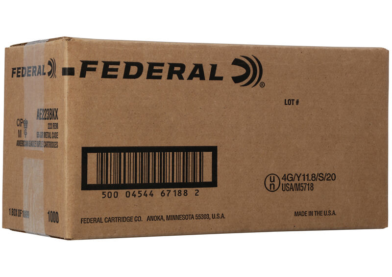 Federal American Eagle 223 Rem 55gr FMJ BT (1000ct)