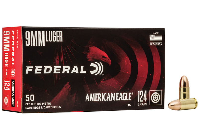 Federal American Eagle 9mm Luger 124gr FMJ (50ct)