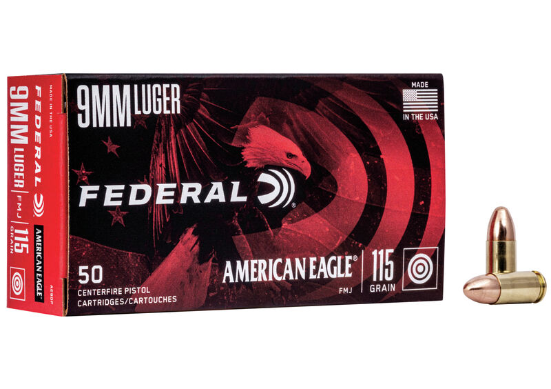 Federal American Eagle 9mm Luger 115gr FMJ (50ct)