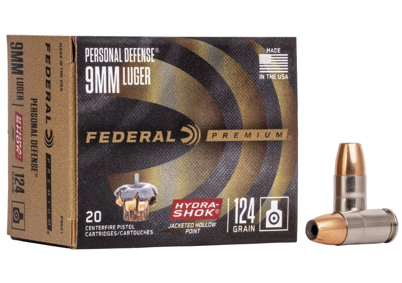 Federal 9mm 124gr Hydra-Shok JHP (20ct)