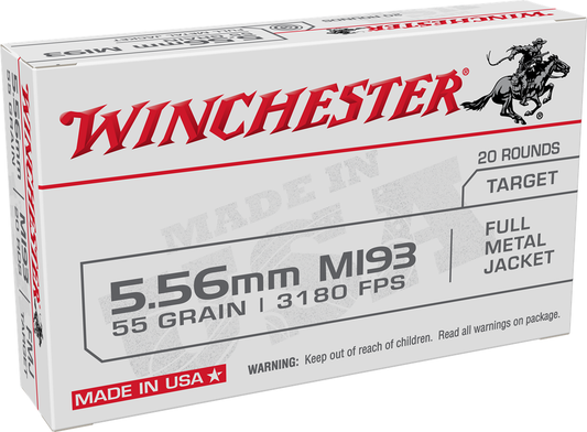 Winchester 5.56 55gr FMJ (20ct) (50 per case) M193